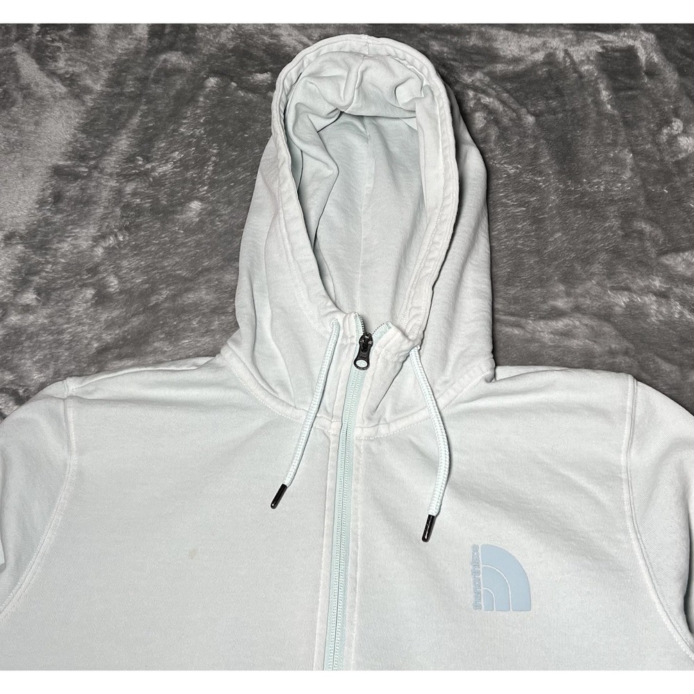 The North Face Hoodie Pullover Sky Blue Drawstring Pockets Regular Fit - Picture 3 of 11